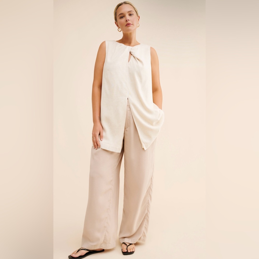 Anthropologie Sunday in Brooklyn Linen Blend Twist Tunic Top Size Small